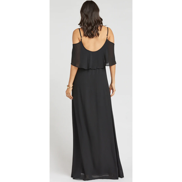 NWT Show Me Your MuMu Caitlin Ruffle Maxi Dress Black Chiffon Small - Picture 2 of 5